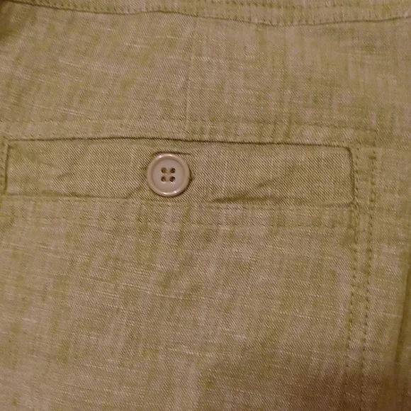 TU sz 12, 100% Linen drawstring wide leg pants in a muted basil green. - Picture 6 of 10